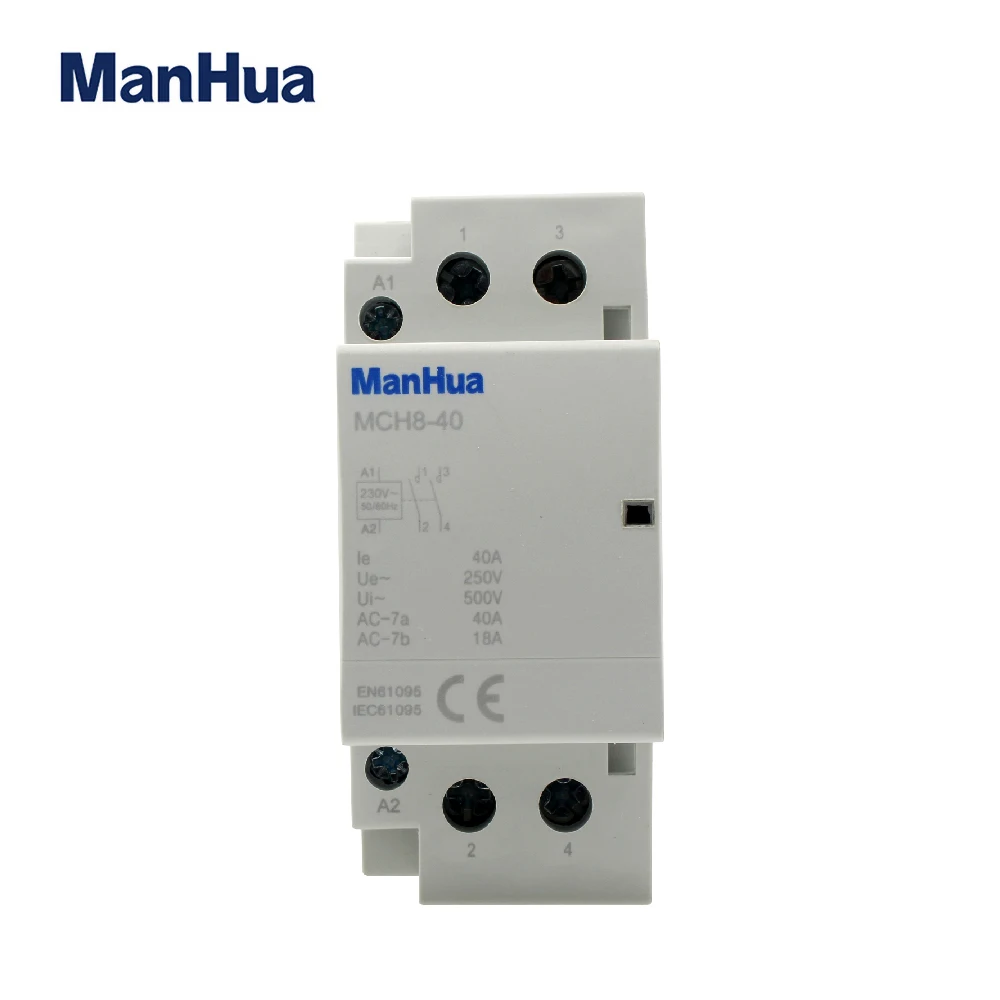 

ManHua MCH8-40 2P 40A 220 В/230 В 400 В ~ 50/60 Гц Din rail бытовой модульный контактор переменного тока
