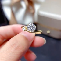 meibapj 1 carat 3mm 2 stones real moissanite diamond ring d color vvs1 925 sterling silver fine wedding jewelry for women