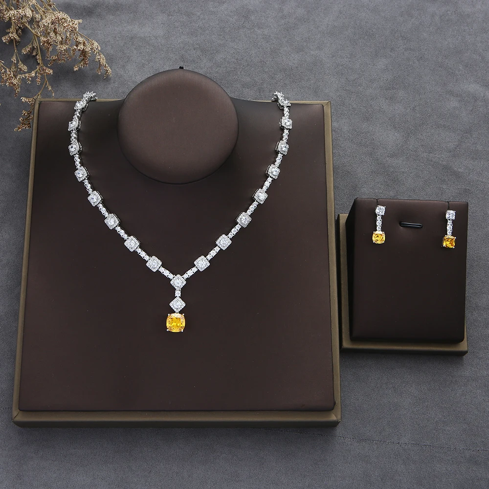 Роскошные свадебные комплекты ювелирных изделий из циркония для женщин комплект