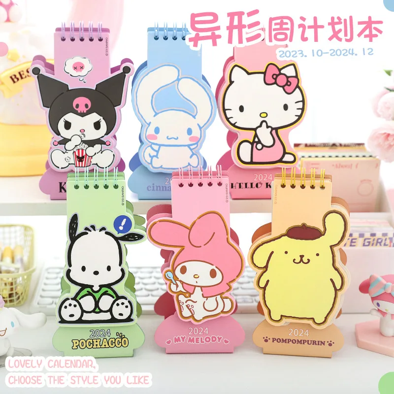 

2024 Sanrioed Anime Cinnamoroll Kuromi Pochacco Melody Calendar Note Board Message Board Household Memo Desk Calendar Ornaments