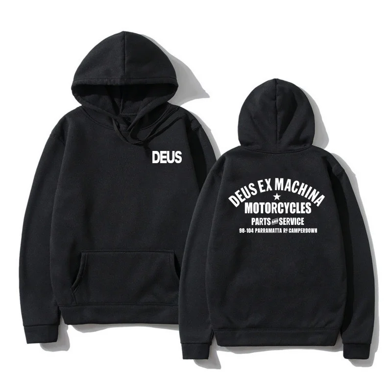 Корейский черный новый свитшот с капюшоном и буквенным принтом DEUS EX MACHINA Одежда