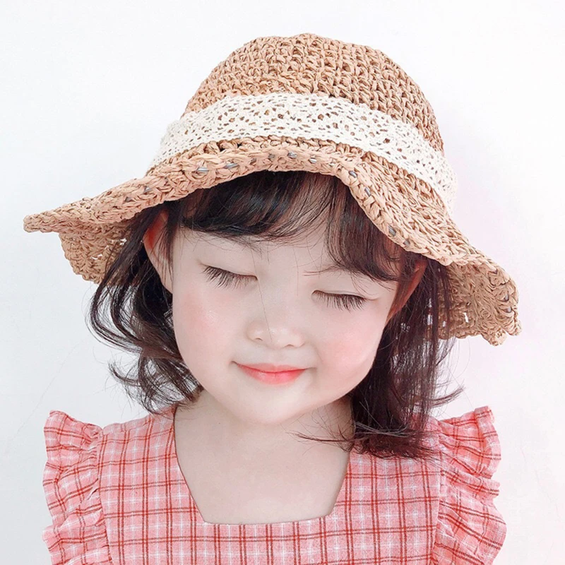 

Girl Summer Sun Hats Lovely Bow Straw Hat Beach Cap Collapsible Outdoor Kids Hats Caps Kawaii Baby Decorative Hats