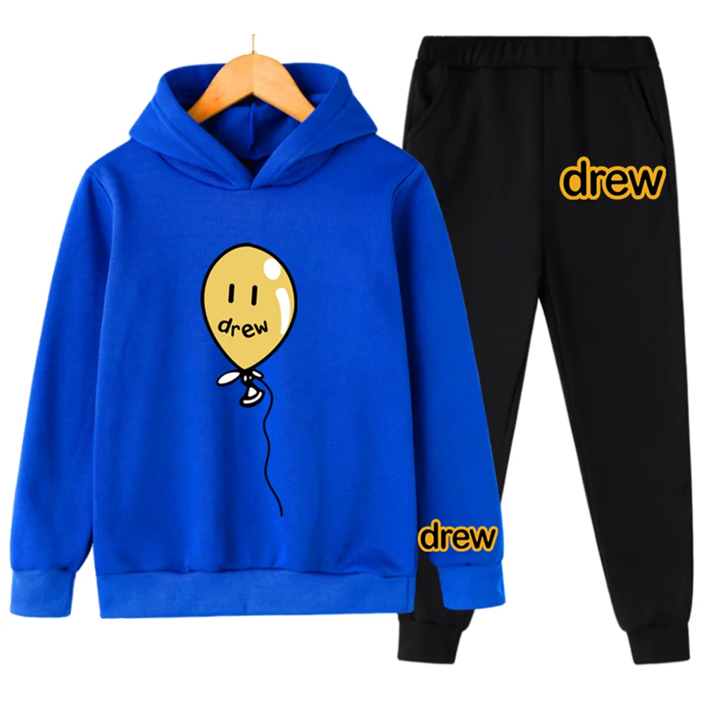 

Drew Brand Fashion Cute Pullovers For Boys Girls 4-14 Years Old Printed Wild Outdoor Sportswear Hoodie+Jogging Pants Children's