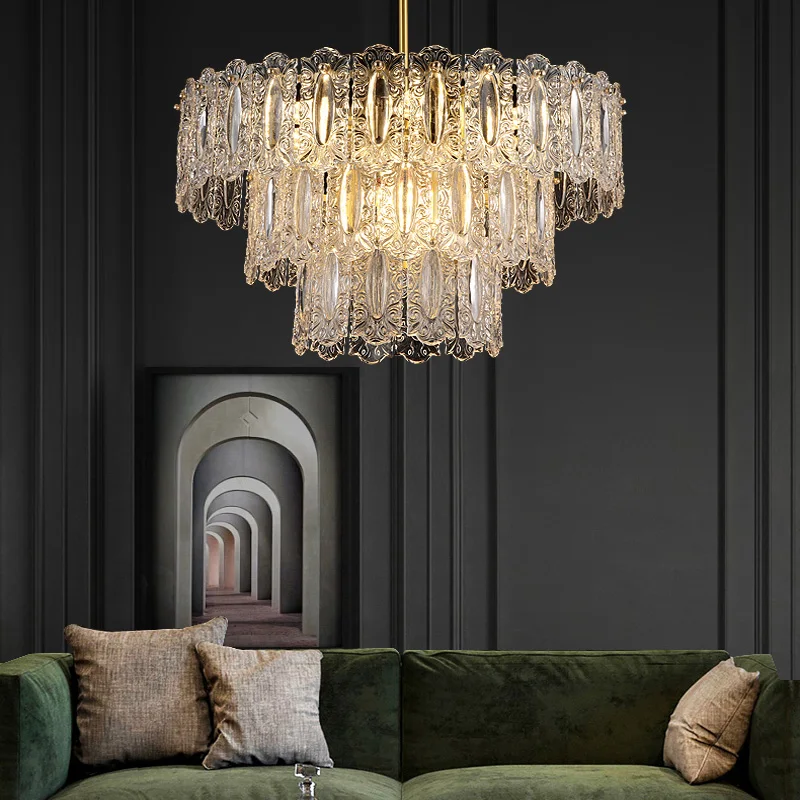 

Luxury Hotel Ceiling Chandelier Led Home Modern Glass Chandeliers Brass Led Pendant Light