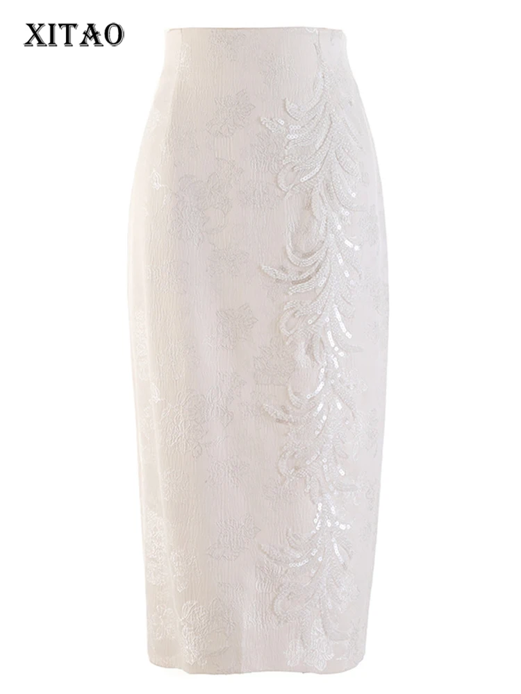 

XITAO Sequined Skirt Fashion Patchwork Small Fresh Pleated 2022 Autumn Minority Vintage Casual Style Loose Skirt WLD9062