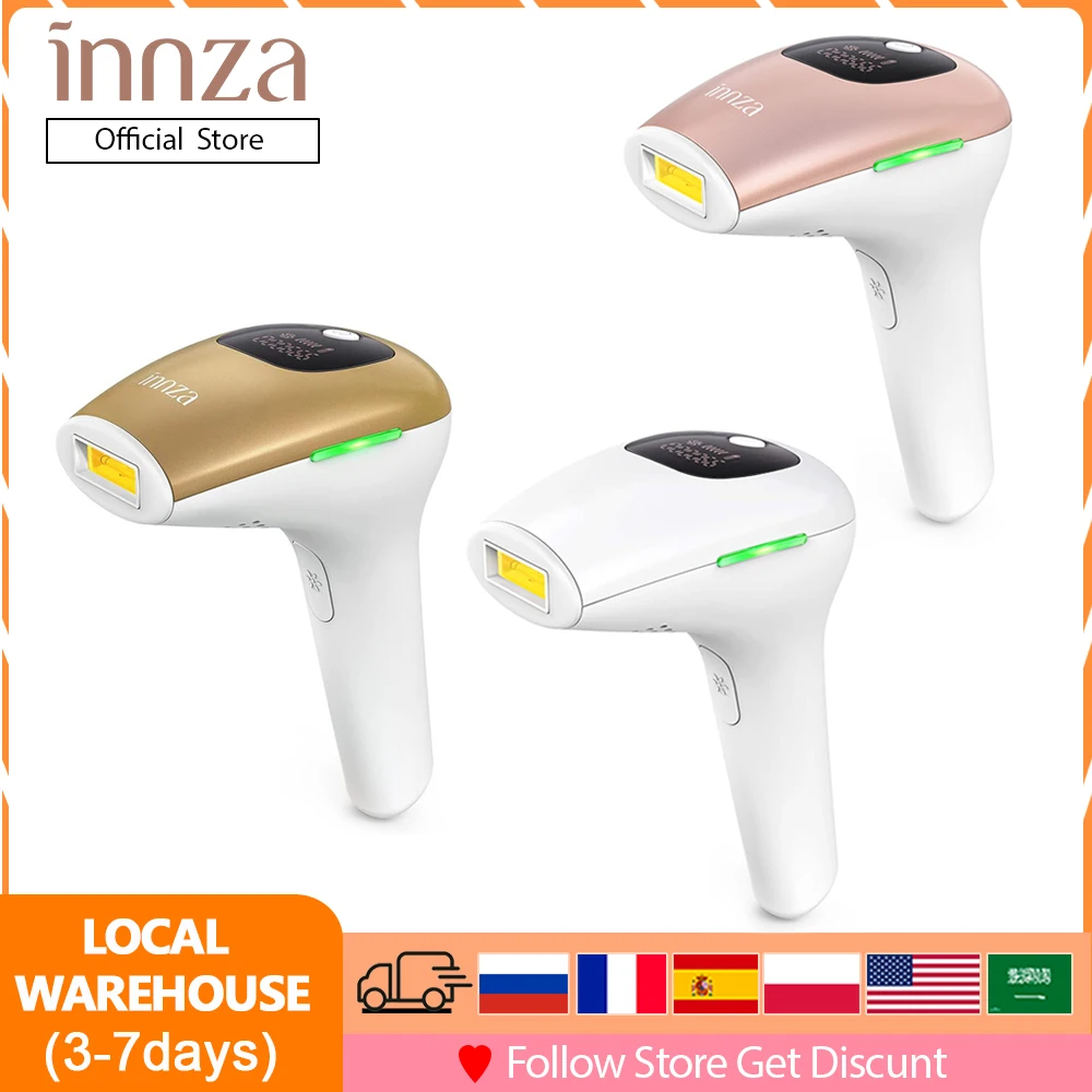 INNZA D1176 Pulsed Light Epilator 999,000 IPL Flashes Permanent Hair Removal 2 Modes Multi-zone White,Gold,Rose Gold Color