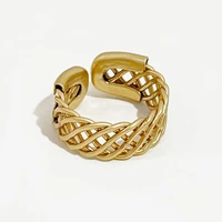 perisbox 2 designs multi layers chain gold color rings hollow mesh geometric rings for women minimalist stackable rings vintage
