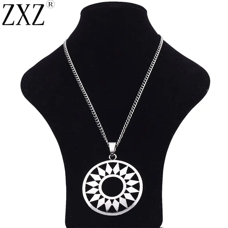 Тибетская Серебряная большая открытая круглая подвеска с цветком длинная