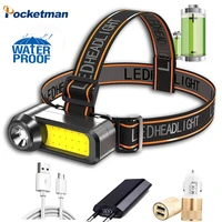 headlamp mini cobled headlamp portable 500m long range headlight usb rechargeable camping led head lamp head torch with battery