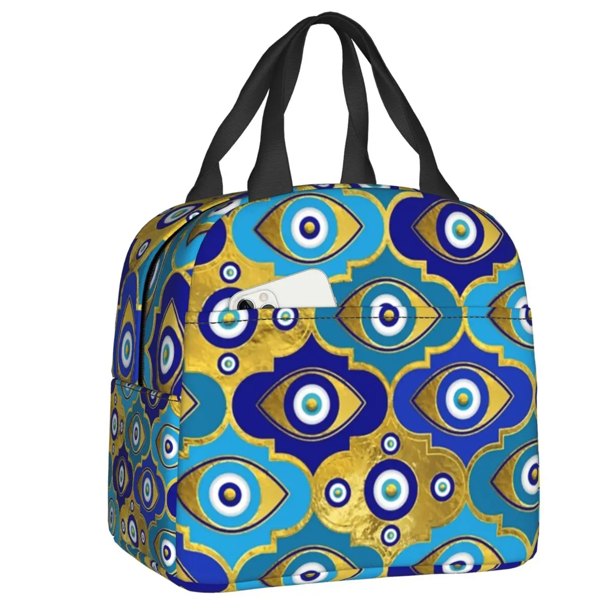 

Шармы от сглаза в фотоизолированной сумке для ланча для кемпинга, путешествий, Nazar, Шарм удачи, многоразовый охладитель, термоланч-бокс