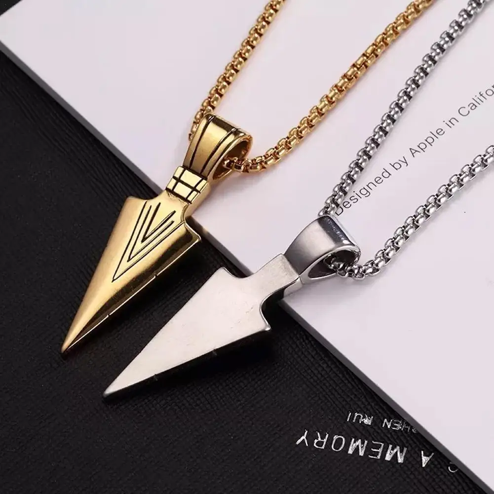 

Men Fashion Matte Black Long Necklace with Arrow Pendant Jewelry Chain Hip Hop Punk Rock Party Gift for Men Women Collares