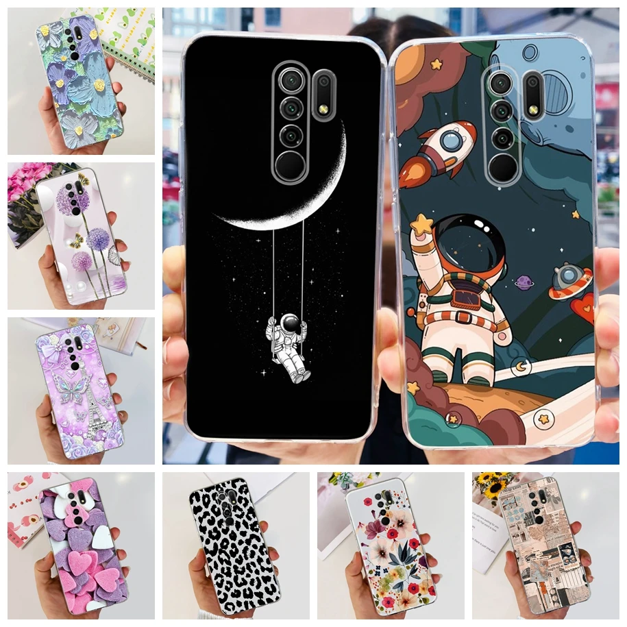 Чехол для Redmi 9, новый милый мультяшный астронавт, чехол для телефона Xiaomi Redmi 9, Чехлы, мягкий силиконовый бампер для Redmi9 Prime, ТПУ чехол