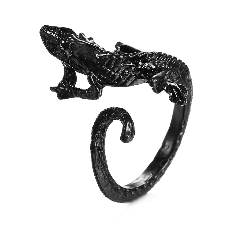 

MeMolissa Black Lizard Rings for Motorcycle Party Men Women's Adjustable Finger Ring Vintage Jewelry Punk Rings Gifts Hot Sale