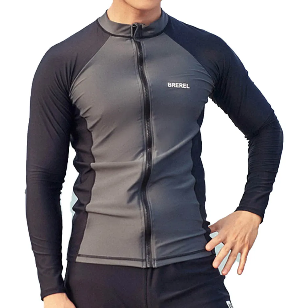 

Новинка 2023, Мужская модная одежда для серфинга на молнии спереди, быстросохнущая Защита от солнца, водные виды спорта, пляжный купальник, топ для дайвинга