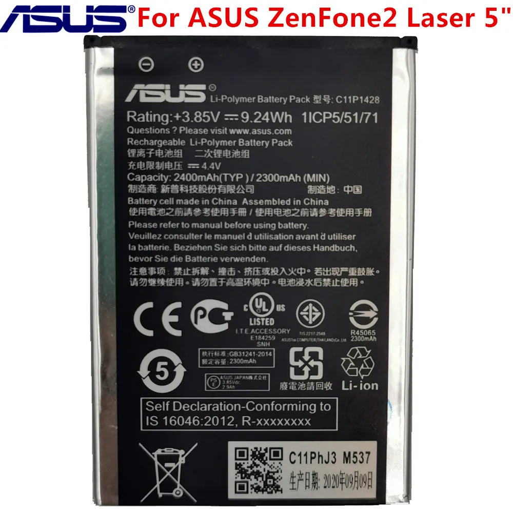 Оригинальный сменный Аккумулятор ASUS C11P1428 2400 мАч для Asus ZenFone 2 Laser ZE500KL ZE500KG Z00ED 5-дюймовый аккумулятор Оригинальный сменный Аккумулятор ASUS C11P1428 2400 мАч для Asus ZenFone 2 Laser ZE500KL ZE500KG Z00ED 5-дюймовый аккумулятор