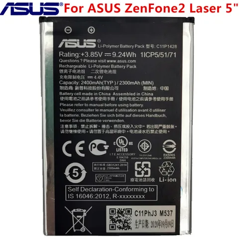 Оригинальный сменный Аккумулятор ASUS C11P1428 2400 мАч для Asus ZenFone 2 Laser ZE500KL ZE500KG Z00ED 5-дюймовый аккумулятор