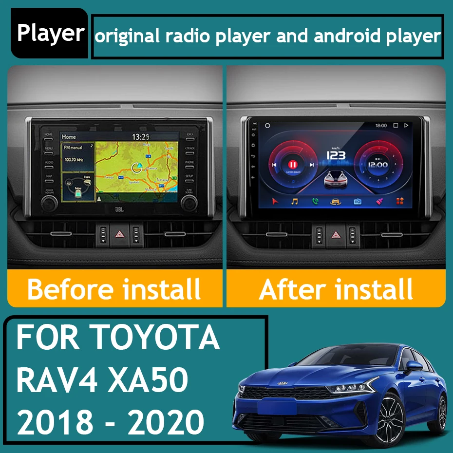 Автомагнитола на Android мультимедийный видеоплеер с монитором для Toyota RAV4 XA50 2018-2020