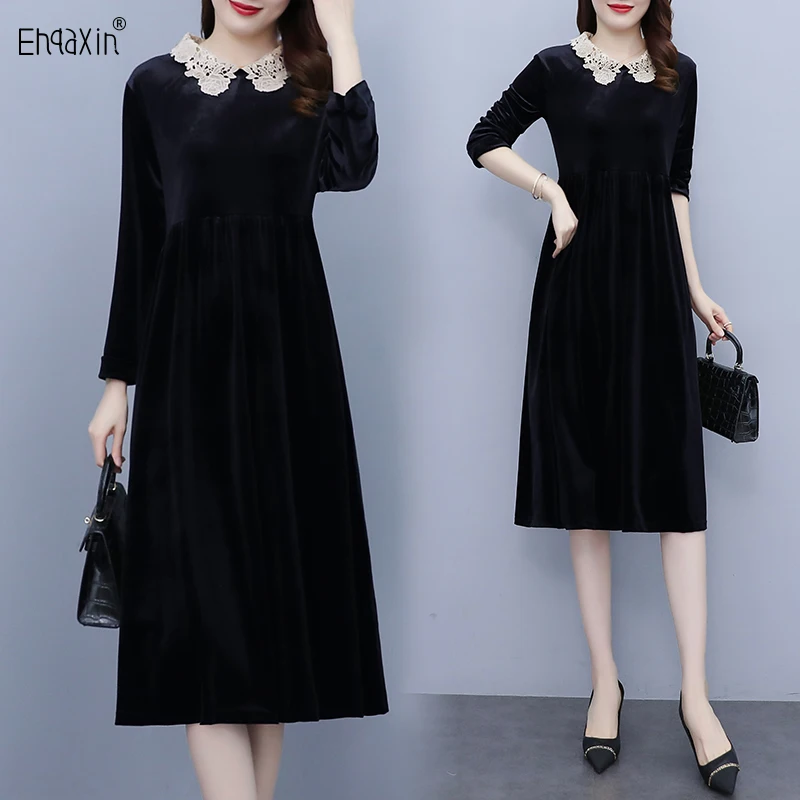 EHQAXIN модное осеннее женское платье 2024 новые свободные повседневные платья