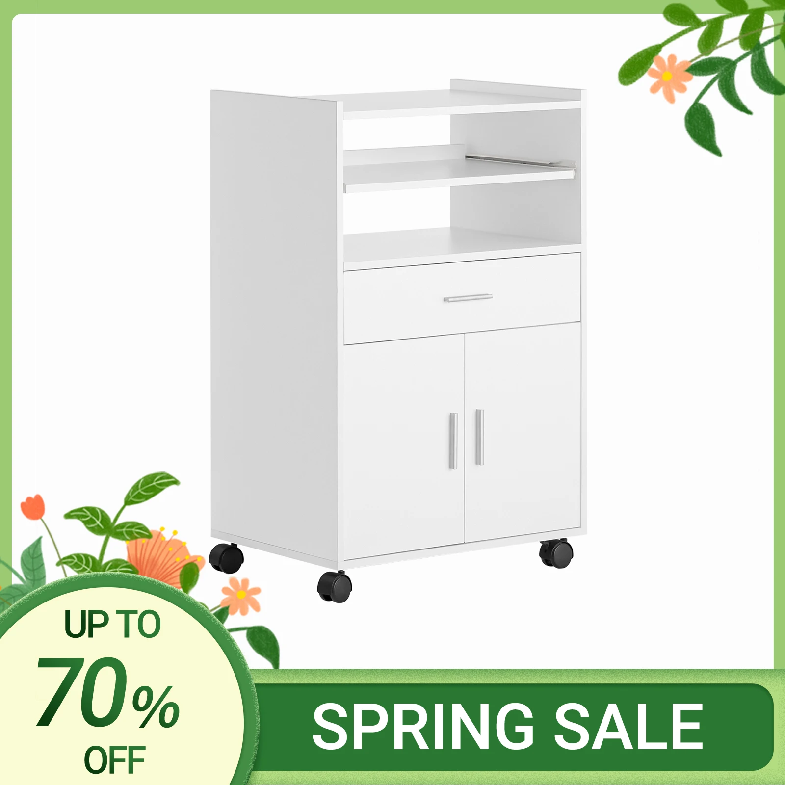 SoBuy FSB09 Kitchen wardrobe Kitchen Trolley Roll wardrobe Drinks Trolley Microwave wardrobe With A Slide