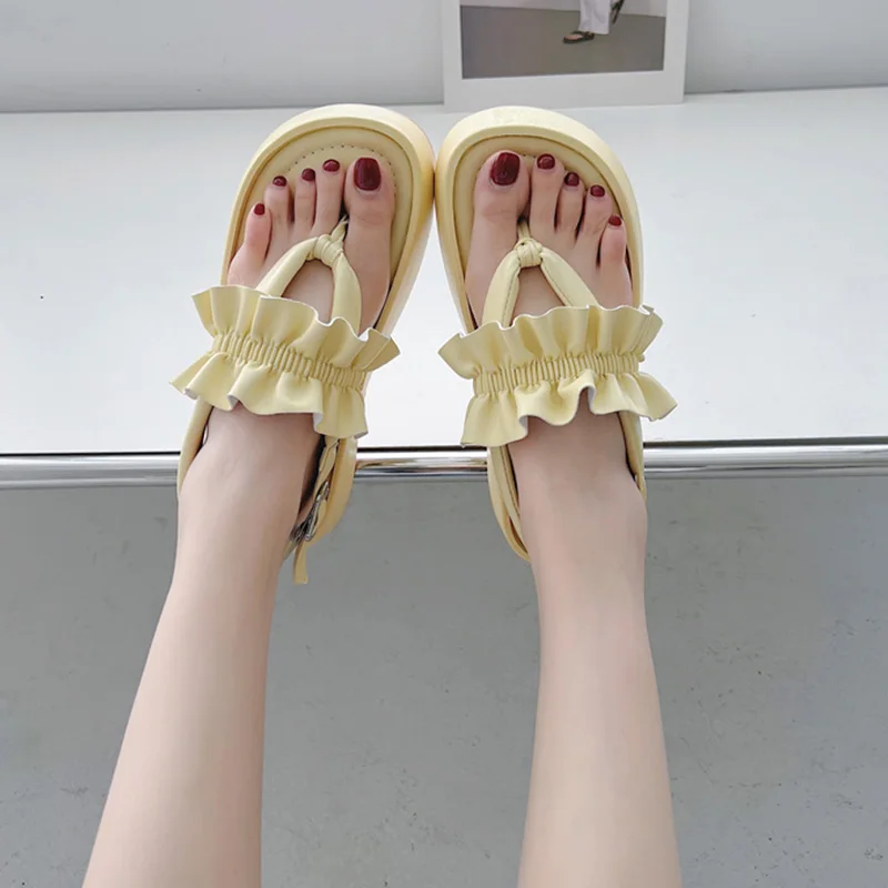 

Женские босоножки на низком каблуке, бежевые босоножки на платформе, с пряжкой