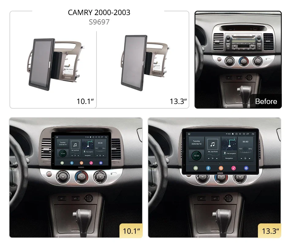 Автомобильная Мультимедийная система Tesla style 13 3 дюйма Android 10 0 для Toyota Camry 2000-2003 с