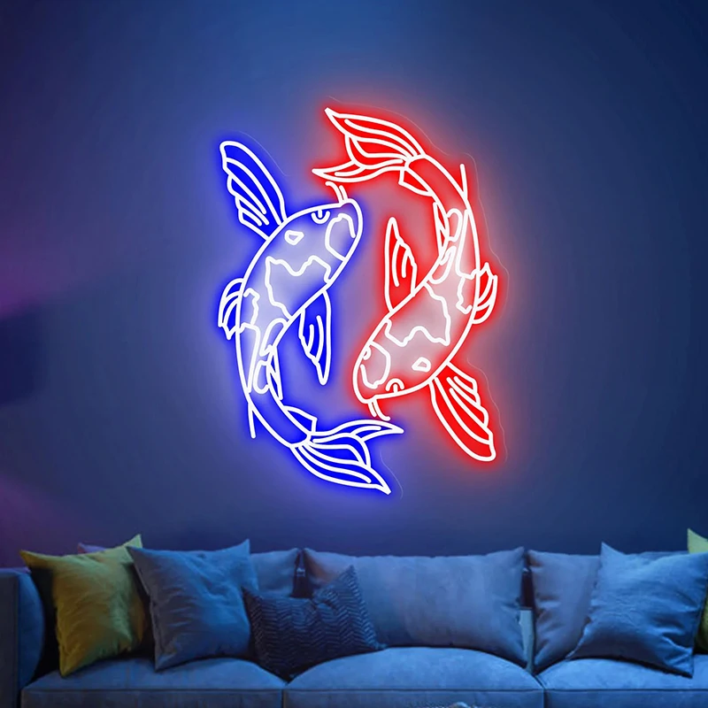 

Неоновая вывеска Koi Fish на заказ, японские неоновые аниме знаки для спальни, детской комнаты, настенное украшение, светодиодные ночники, персонализированные подарки