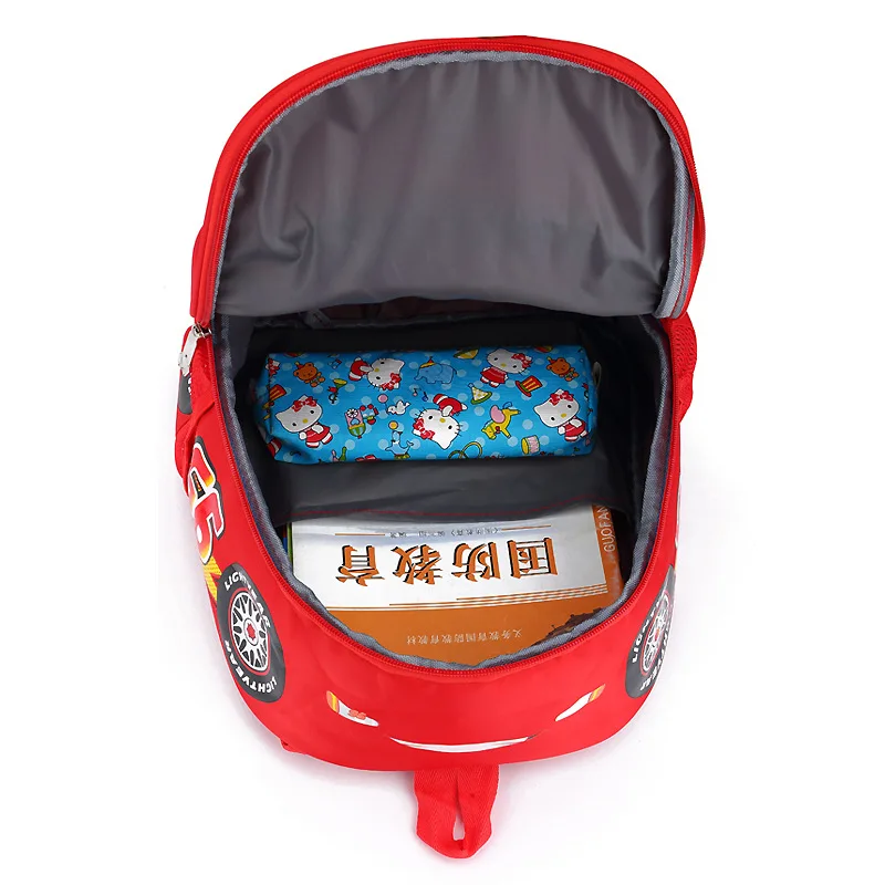 Disney Backpack Boy School Tutoring Large Capacity Book Organizer Bag Cartoon Car Printed Nylon Waterproof Travel Bag