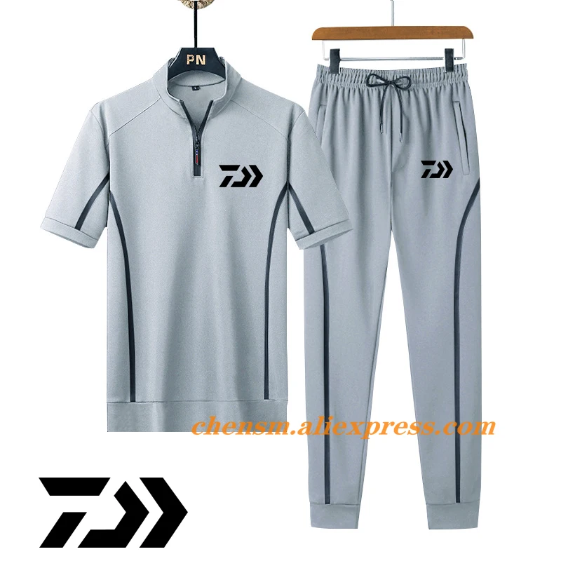 

Мужской костюм для рыбалки Daiwa, комплект из 2 предметов, свитшот с капюшоном и штаны, пуловер с капюшоном, спортивная одежда, камуфляжные джог...