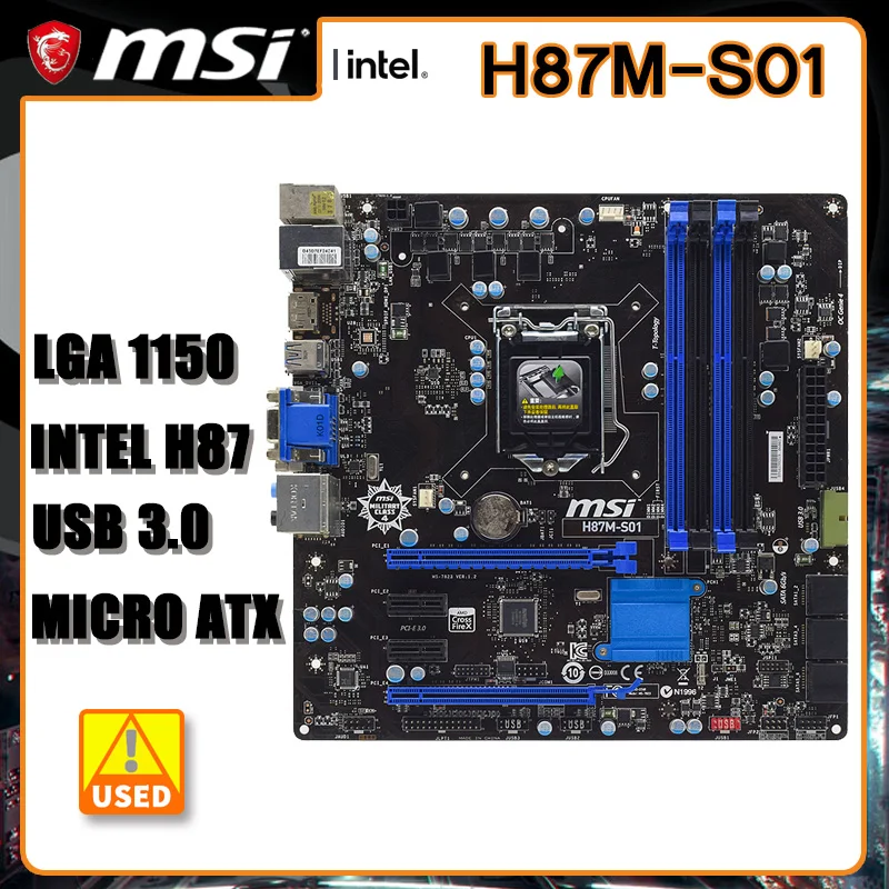 Материнская плата 1150 Intel h87msi H87M-S01Motherboard DDR3 USB 3 0 SATA HDMI Micro ATX для Core i7-4770K cpus - купить