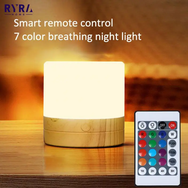 

Touching Control Bedside Night Light Night Lamp With Remote Dimmer Bedroom RGB Color Table Lamp USB Rechargeable Night Desk Lamp
