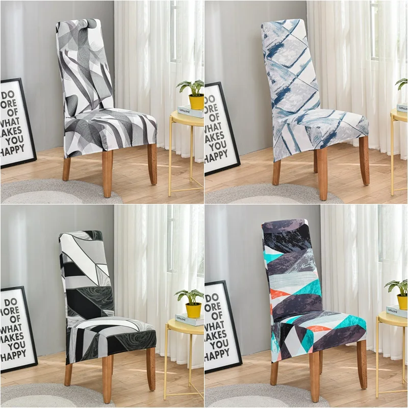 Hot Sale King Size Bench Back Dining Chair Cover Printed Stretch Dust Proof Spandex Elastic XL Banquet Party Chair Cover