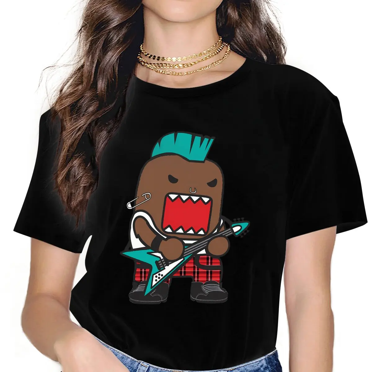 

Anime Domo Kun Punk T Shirt Fashion Women's Tees Summer Harajuku Crewneck Polyester TShirt