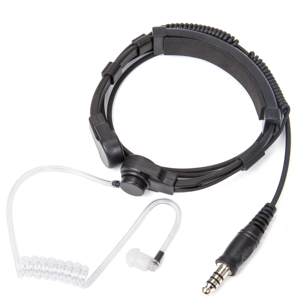 Black Telescopic Heavy Duty Tactical Throat Vibration Mic Headphone Headset Microphone NATO Plug For Walkie Talkie Radio