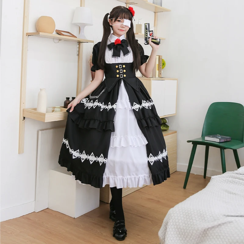 

Made For You Hand Princess Gothic Lolita Punk Dress Japanese Cosplay Costumes Customized Gown Solid Colored Puff Balloon Sleeve