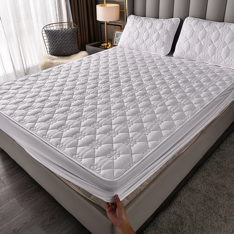 

Thicken Quilted Mattress Cover King Queen Quilted Bed Fitted Bed Sheet Anti-Bacteria Mattress Topper Air-Permeable Bed Pad