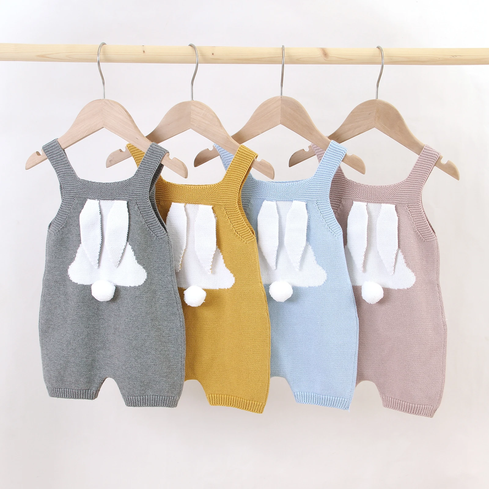 

Newborn Infant Baby Boys Girls Romper Playsuit Overalls Cotton Knitted Sleeveless Baby Rabbit Jumpsuit Clothing