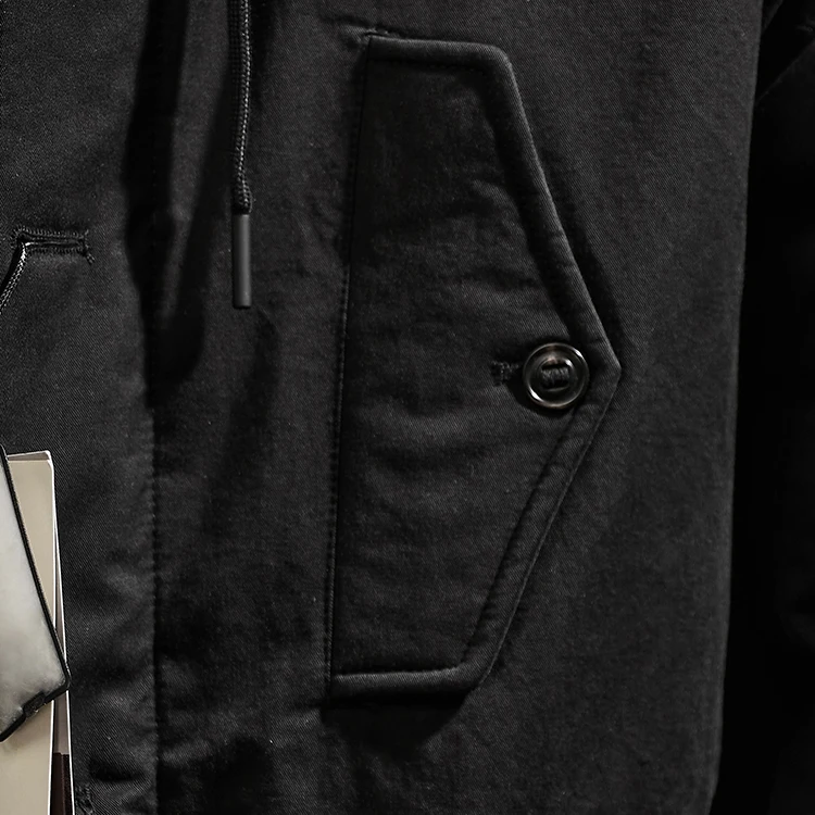 Leisure heavyweight fashion black down jacket men's mid-long winter thickened hooded warm coat