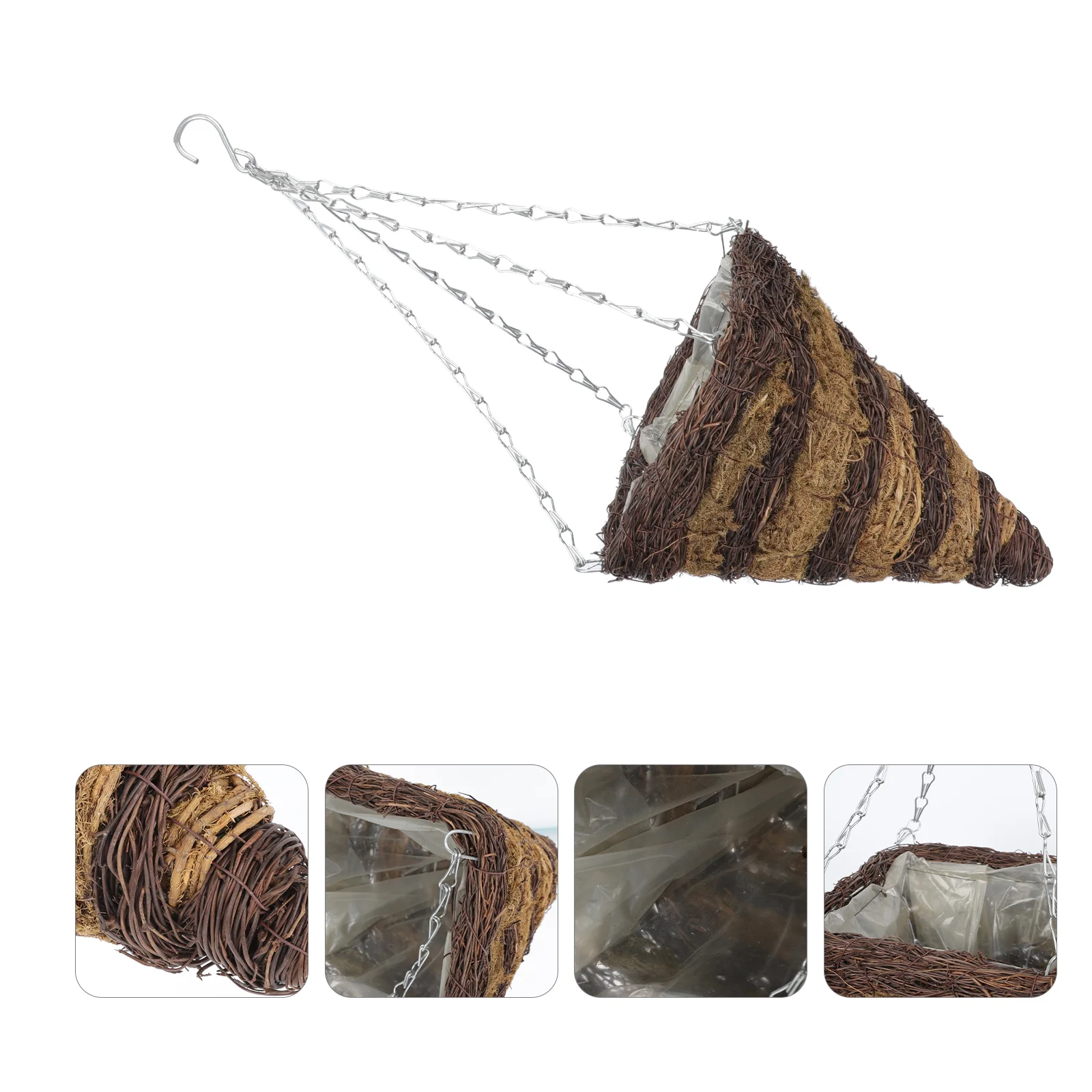 

Hanging Chain Square Cone Basket Planter Indoor Plants Pot Seaweed Flowerpot Balcony Holder Rattan Home Baskets