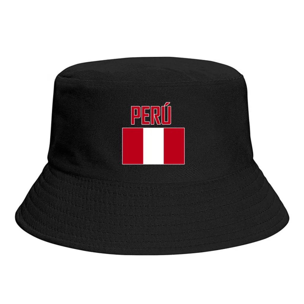 

Peru Flag Bucket Hats Print Cool Fans Sun Shade Simple Classic Outdoor Summer Fisherman Caps Fishing Cap