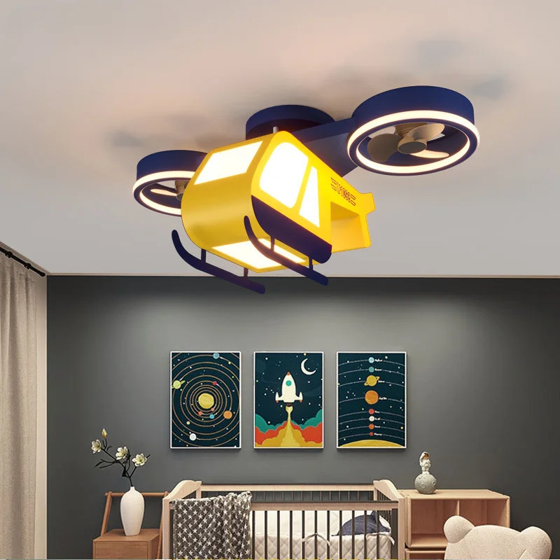 

Chandeliers Lights Children's Ceiling Fan Remote Control Dimmable LED Cartoon Airplane Pendant Lamps Home Kids Room Kindergarten