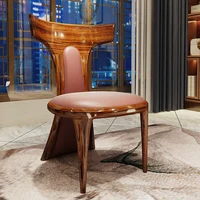 Modern new Chinese black gold wood solid wood dining chair dining stool chair Zen simple restaurant household furniture