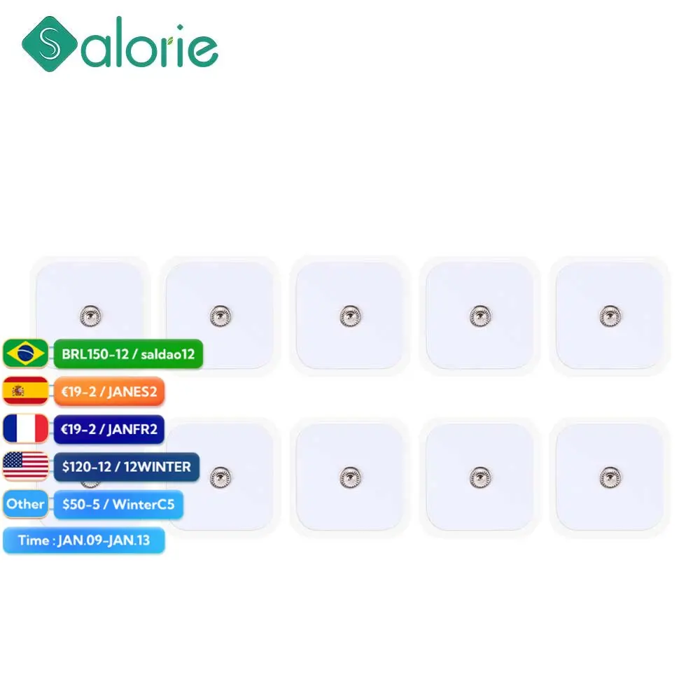 

10 шт. EMS для замены десятков электродных подушек квадратный для стимулятора мышц Электрический цифровой массажер машина самоклеющаяся накл...