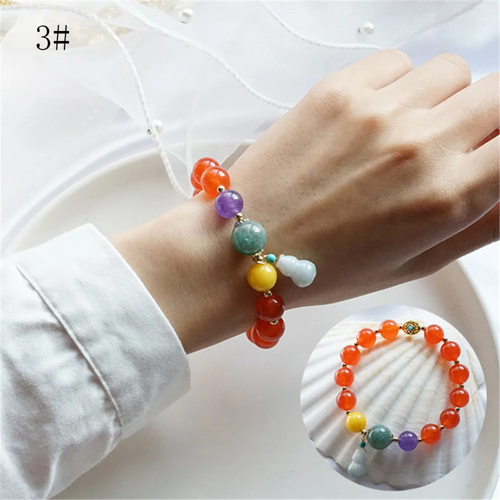 Женский Ретро нефритовый эластичный браслет Тибетский Стиль тыква счастливое