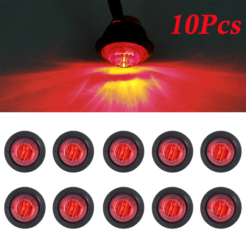

Car Lights Truck Round Trailer Mini Red Button Lamps Waterproof High Quality Brand New Universal Energy Saving