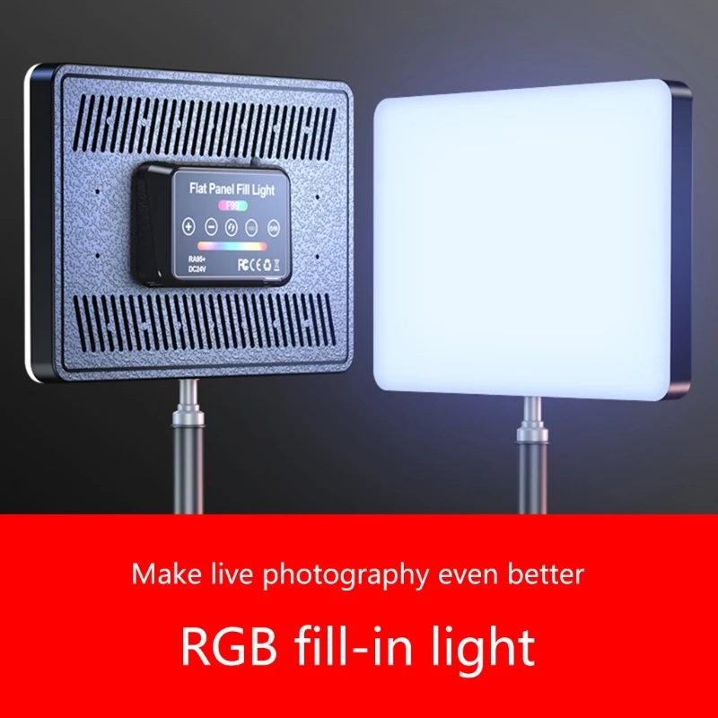 

360° Full Color Fill Light for Vlog/Live/Photography 35W RGB Flat Panel Fill Light 1/4'' Interface Dimmable 3000K-6500K H8WD