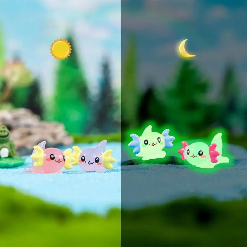 Светящиеся миниатюры Аксолотль Ambystoma милые фигурки аквариума из смолы