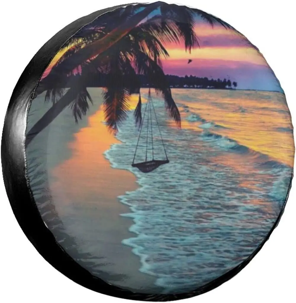 

Чехол для колес с принтом кокоса, водонепроницаемый универсальный пылезащитный чехол для колес с принтом заката, 14 "15" 16"