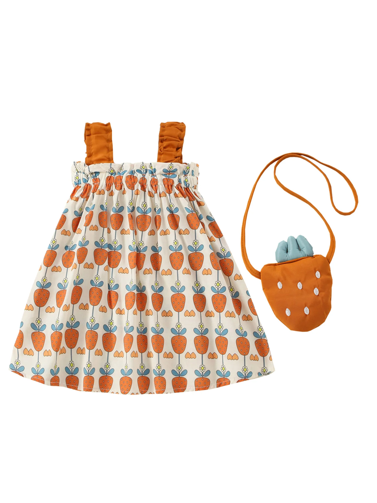 

Женское платье без рукавов с принтом и подходящей повязкой на голову и сумка через плечо-летнее Повседневное платье для милых малышей