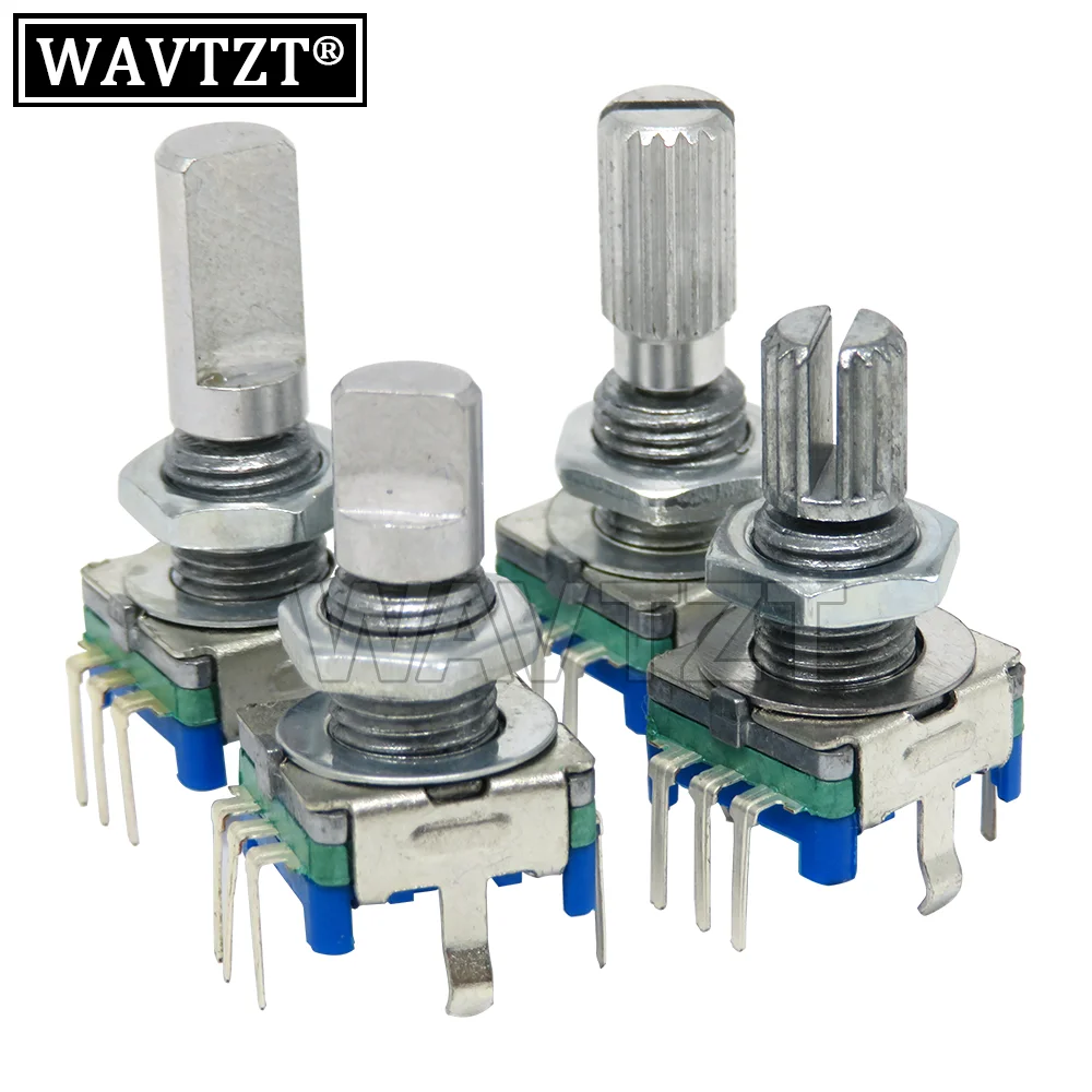 5 шт., Поворотный энкодер с половинной/сливовой осью, Длина ручки 5 комплектов 15 мм 20 мм, кодовый переключатель/EC11/цифровой потенциометр с крышкой 13/15*17