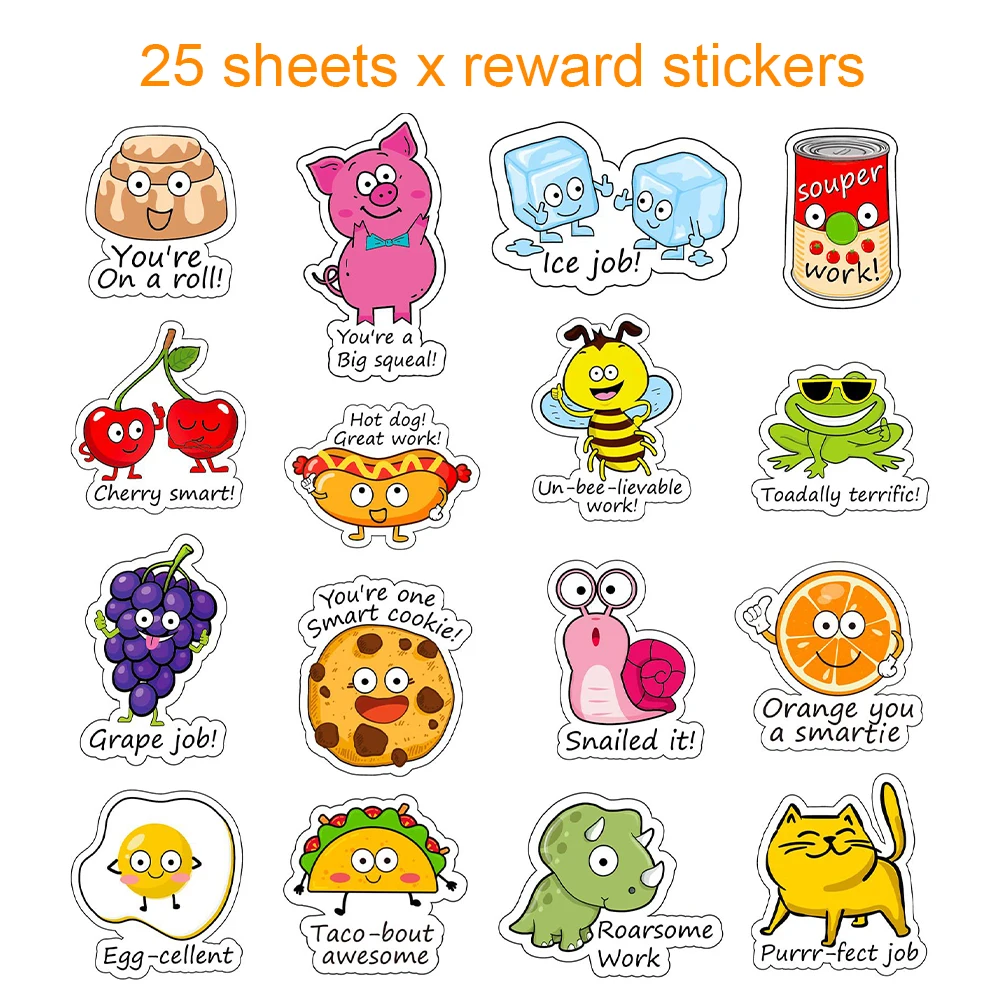 

400pcs Positive Accents Reward Sticker Cartoon Animal Teacher Classroom Motivational Cute Kids Punny Label Inspiration Incentive
